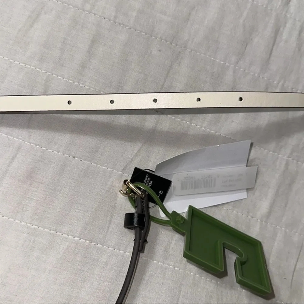 kate spade L Black Cream Pale Gold Tone Bow Belt